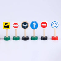 Wooden Traffic Signs - 16Pcs