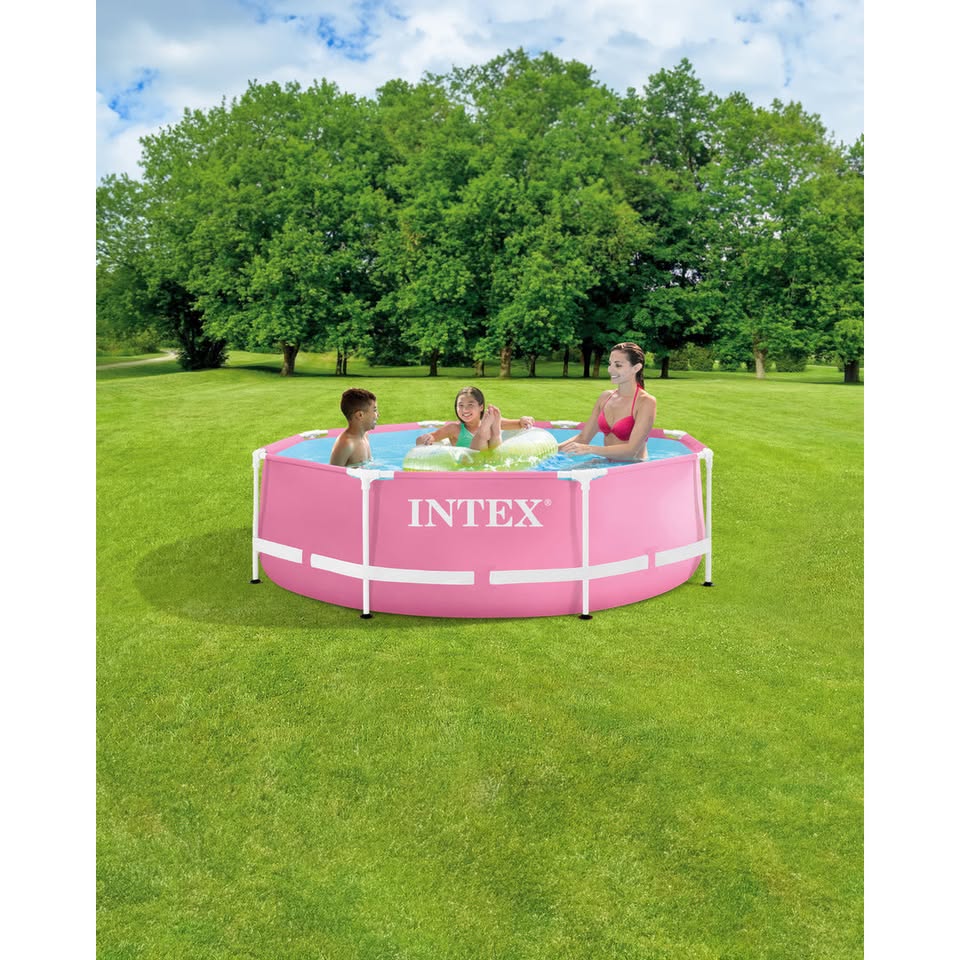 INTEX 8ftx30in Metal frame Swimming Pool - Pink