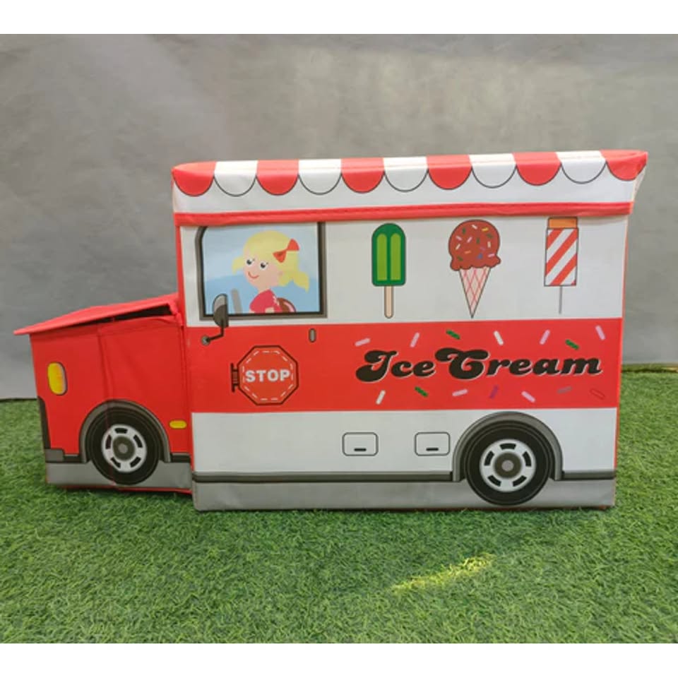 Kids Foldable Storage Box - Ice Cream Car Red
