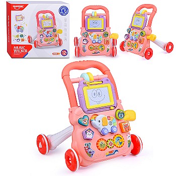 Huanger Baby Musical Walker With Dazzling Lights -  Pink