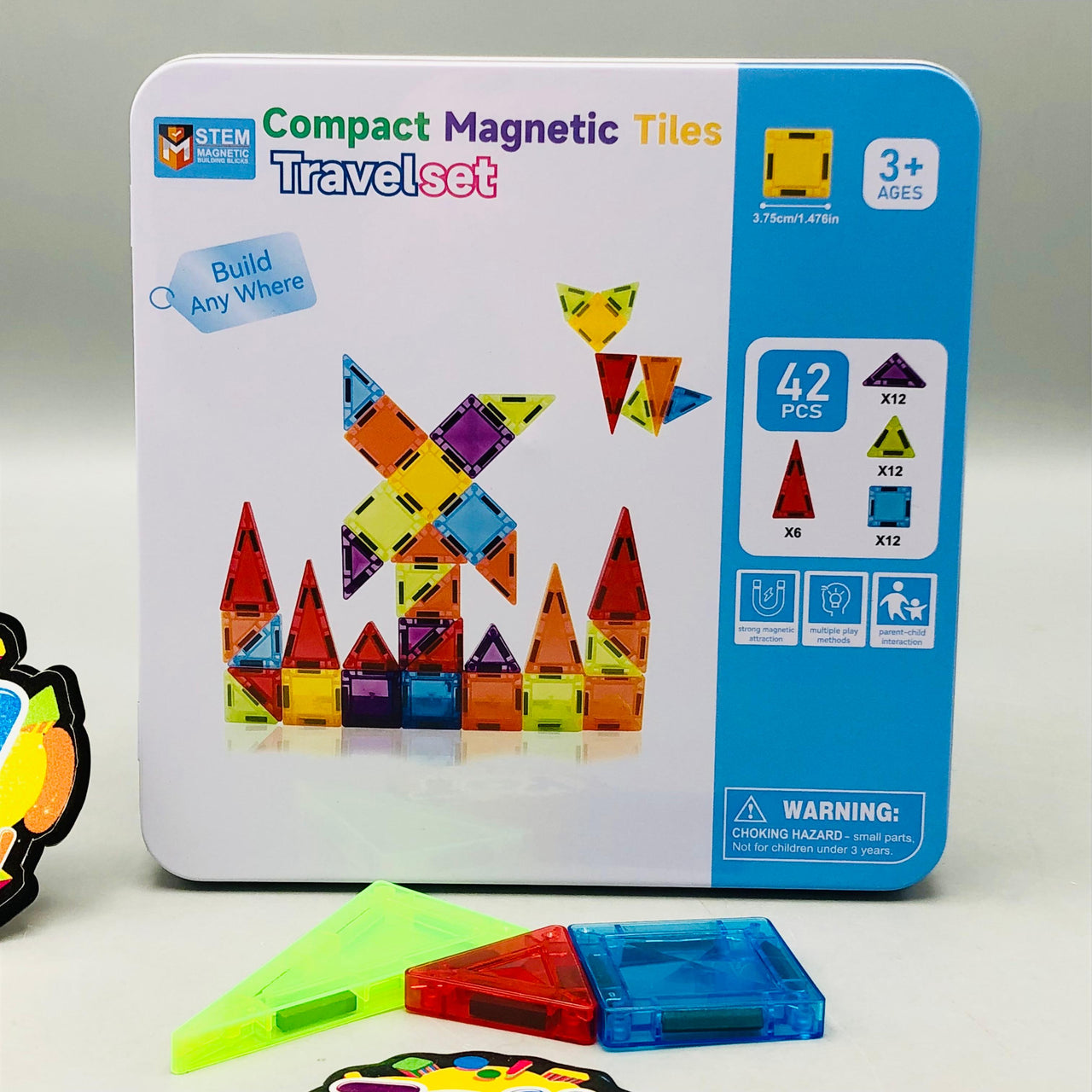 42Pcs Kids Magnetic Tiles Building Set With Storage Box