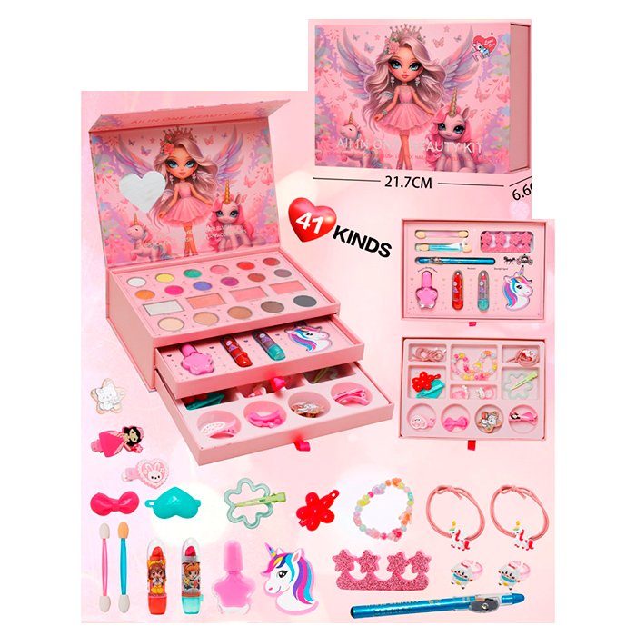 42Pcs Realistic Stylish Girls Makeup & Jewellery Briefcase