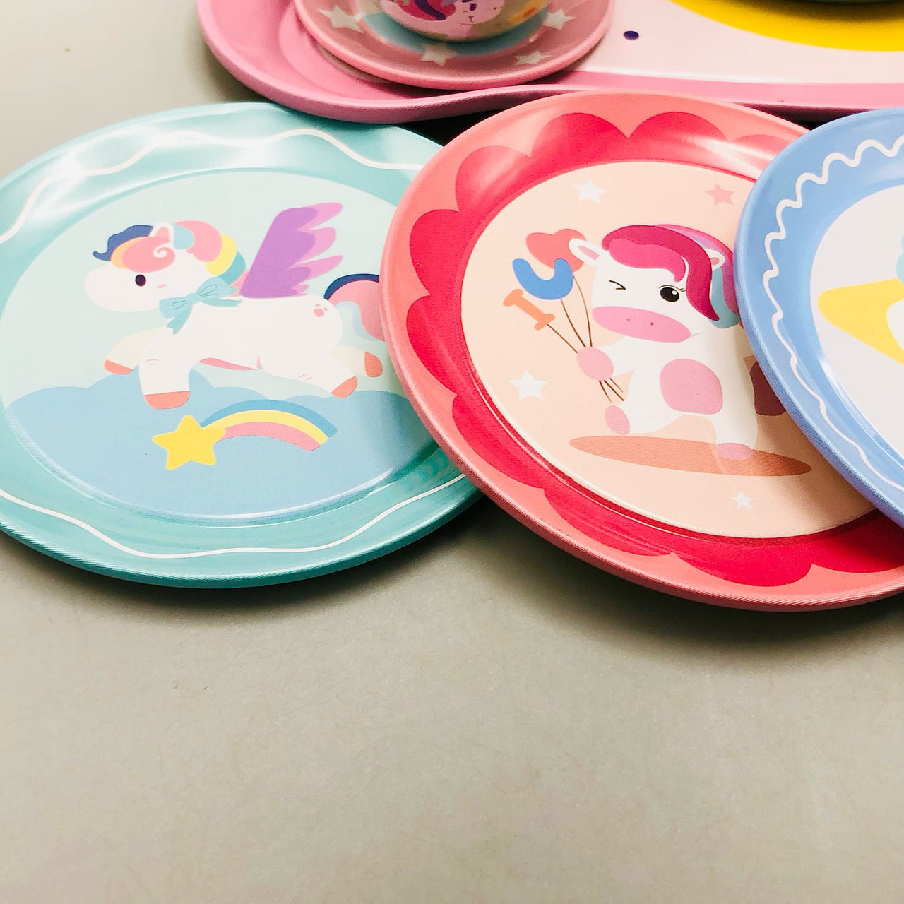 14Pcs Unicorn Themed Kids Metal Tea Set