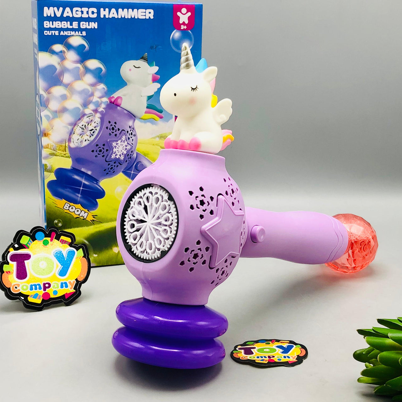 12 Holes Unicorn Hammer Themed Colorful Bubble Stick