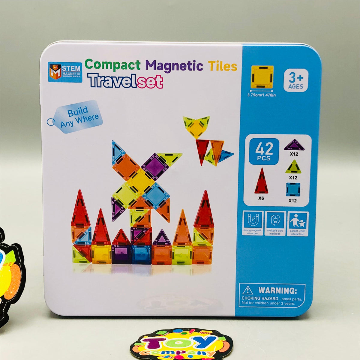 42Pcs Kids Magnetic Tiles Building Set With Storage Box
