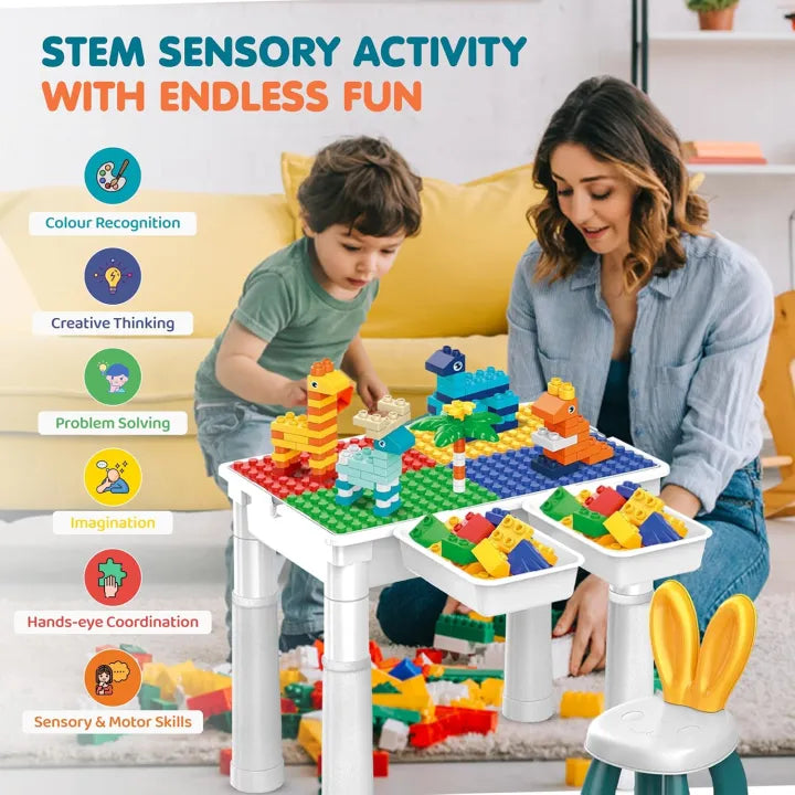 102Pcs Premium Animal World Building Blocks Table With Stool