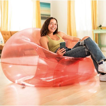 INTEX Transparent Pink Beanless Bag Chair 127x137x74cm
