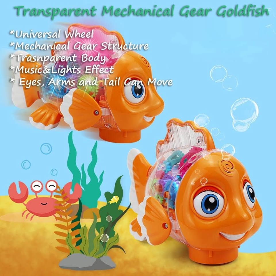 Electric Transparent Gear Fish With Light & Music
