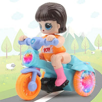 Electric Girl Riding Stunt Tricycle With Light & Music