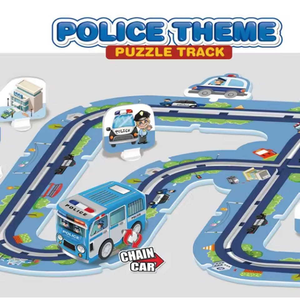 47Pcs DIY Police Themed Puzzle Car Track Set