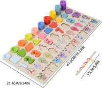 Wooden Logarithm Shapes Puzzle & Fishing Board