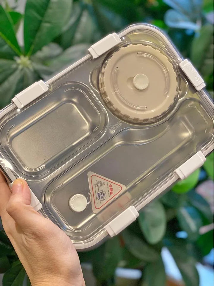 Stainless Steel 3 Grid With Bowl Lunch Box