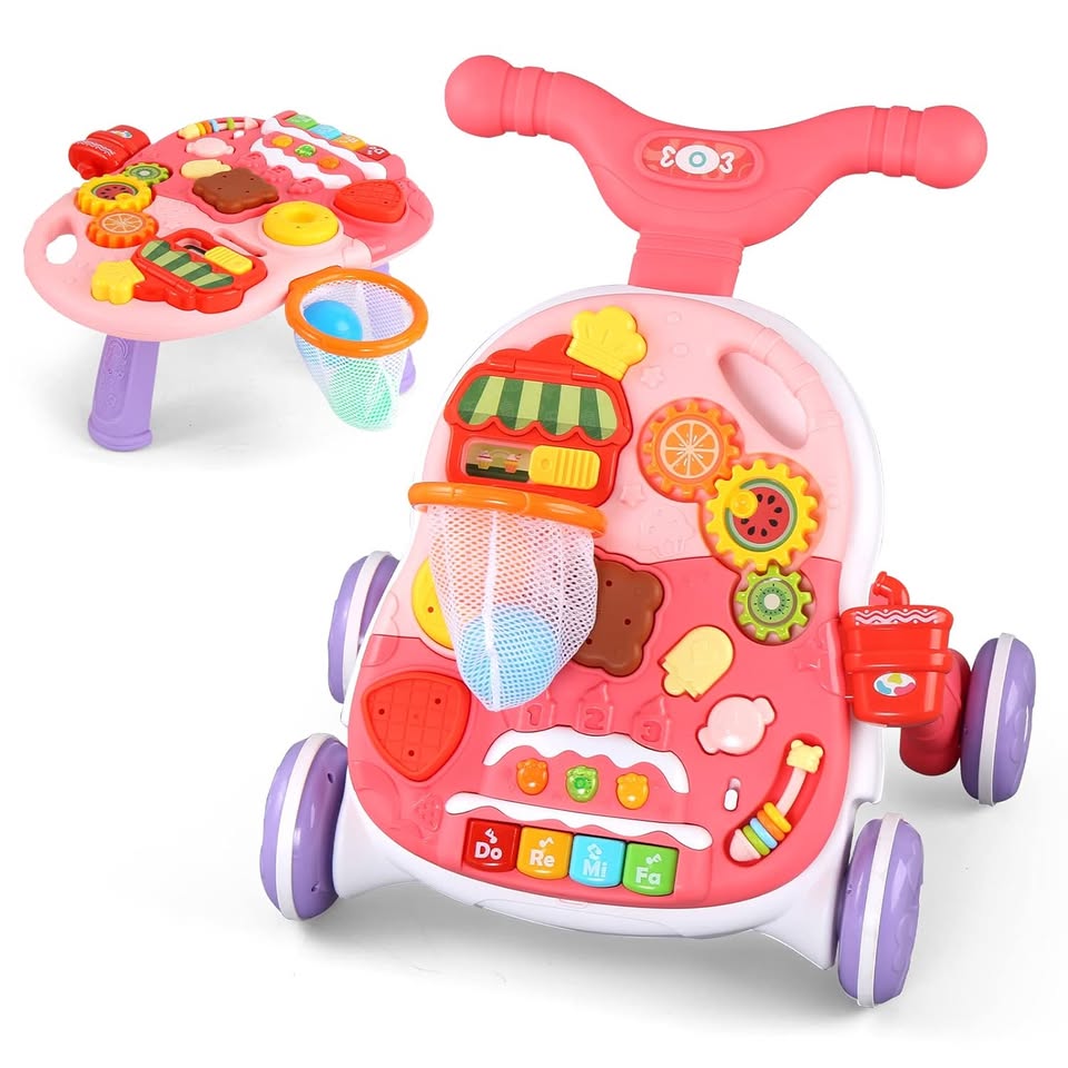 Huanger 2in1 Baby Musical Walker & Activity Table - Pink