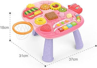 Huanger 2in1 Baby Musical Walker & Activity Table - Pink