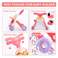 Huanger 2in1 Baby Musical Walker & Activity Table - Pink