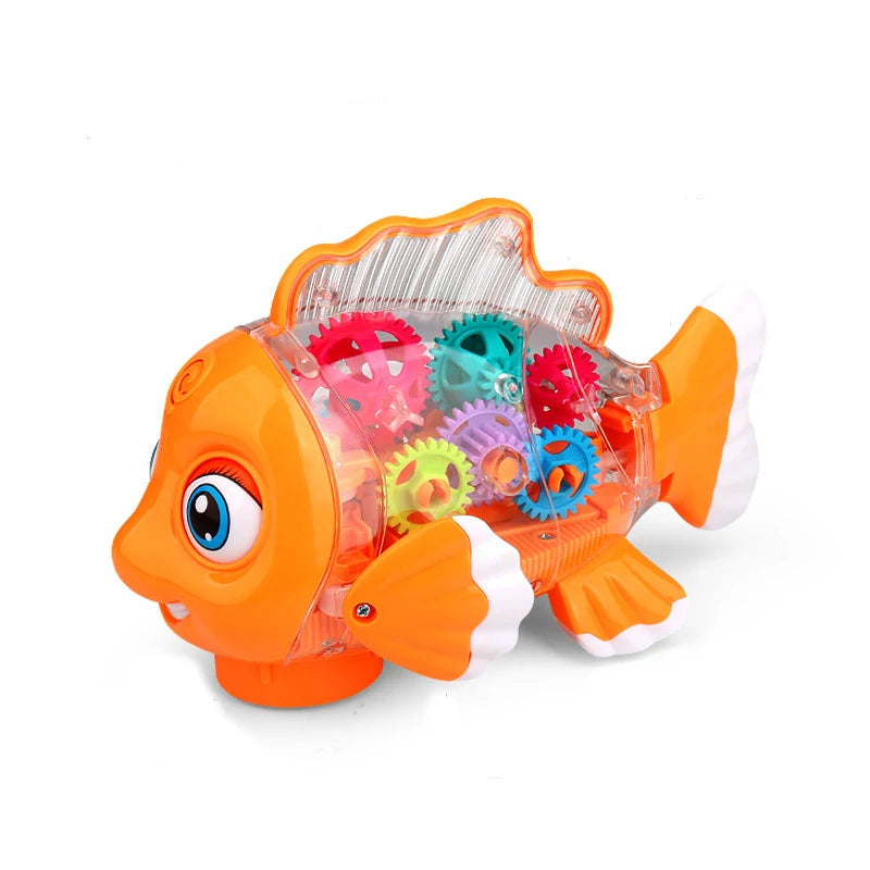 Electric Transparent Gear Fish With Light & Music
