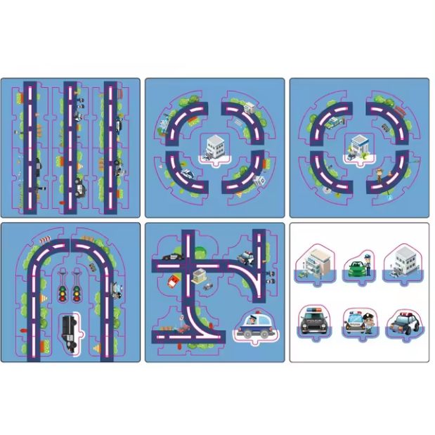 47Pcs DIY Police Themed Puzzle Car Track Set