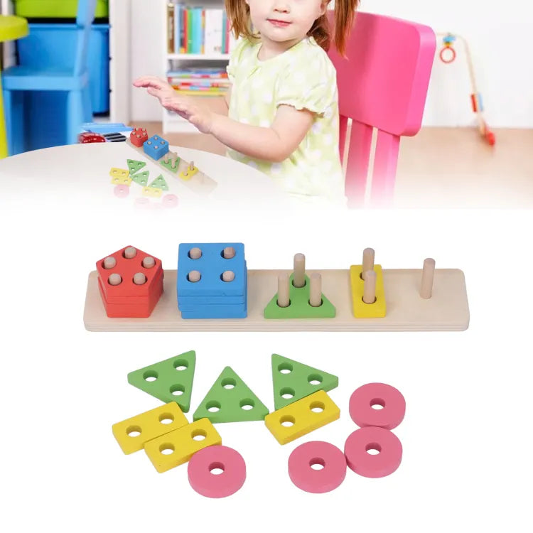 Wooden Building Blocks & 5 Sets Of Column