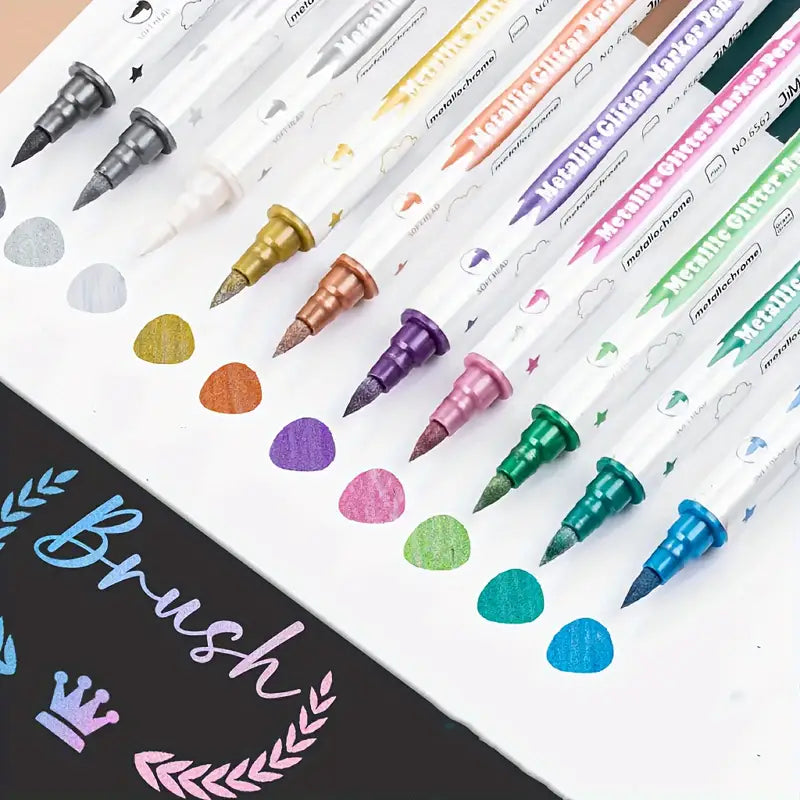 10Pcs Metallic Glitter Marker Pen
