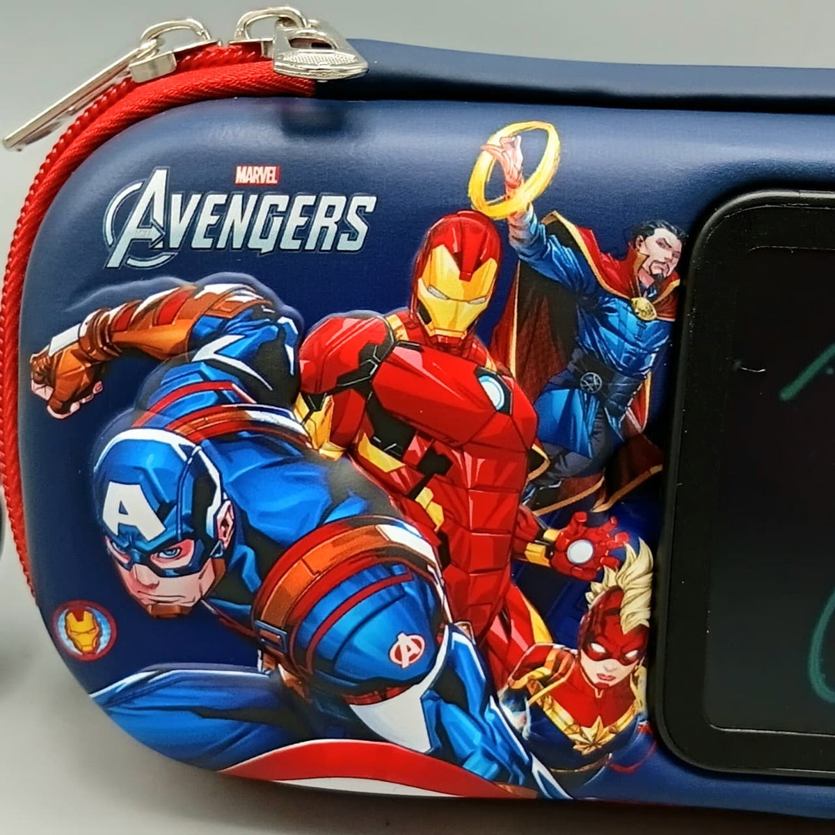 Avengers Themed Kids Pencil Pouch With LCD Writing Tablet