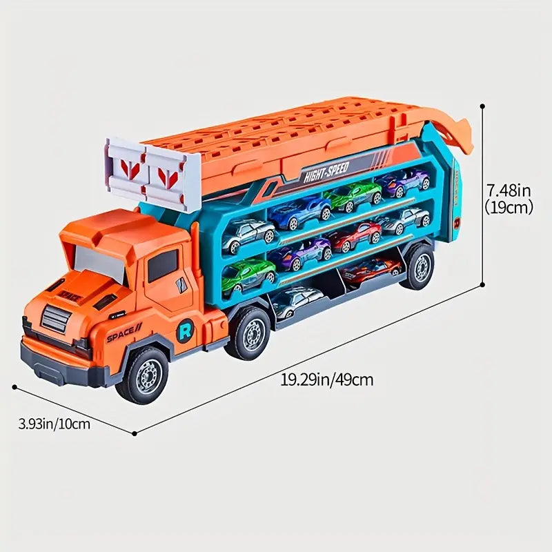 Inertial Rocket Deform ABS Truck With 3Pcs Alloy Cars