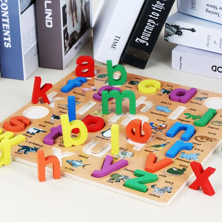 3D Wooden Alphabet Learning Puzzle Board