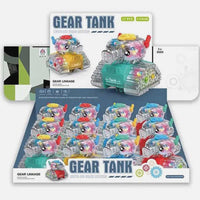 Inertial Transparent Gear Mini Tank With Lights - 1Pc