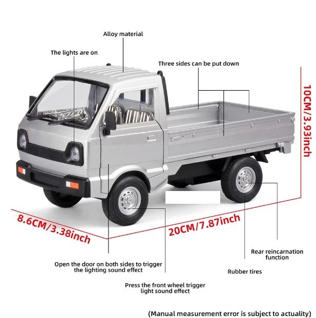 1:24 Diecast Suzuki Pickup Model Truck - Silver