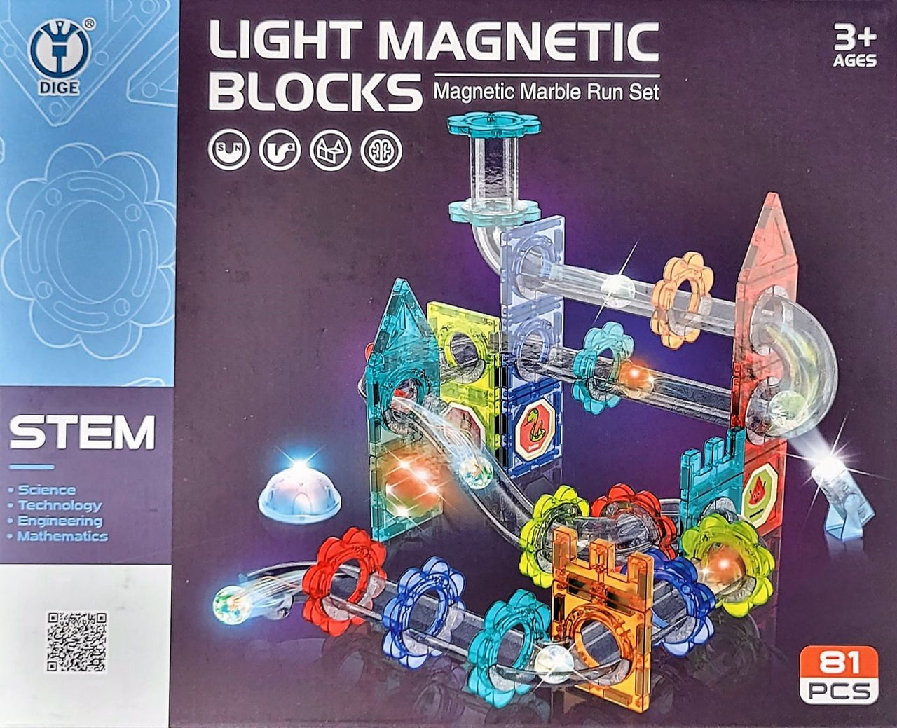 81Pcs Light Magnetic Marble Run Block Set