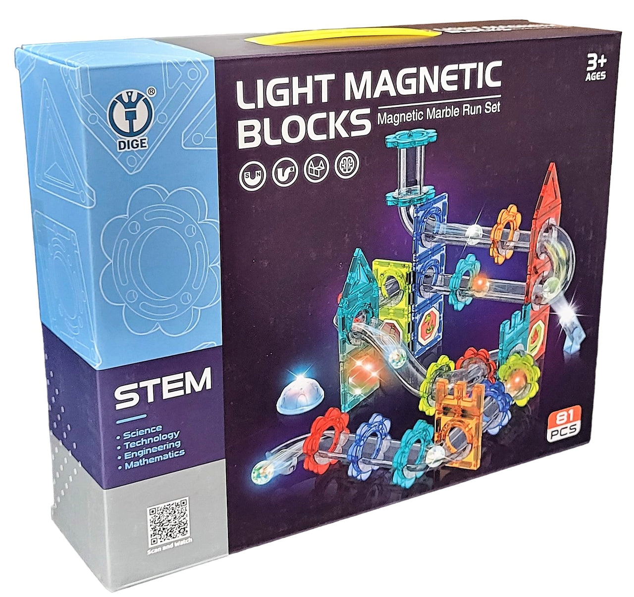 81Pcs Light Magnetic Marble Run Block Set