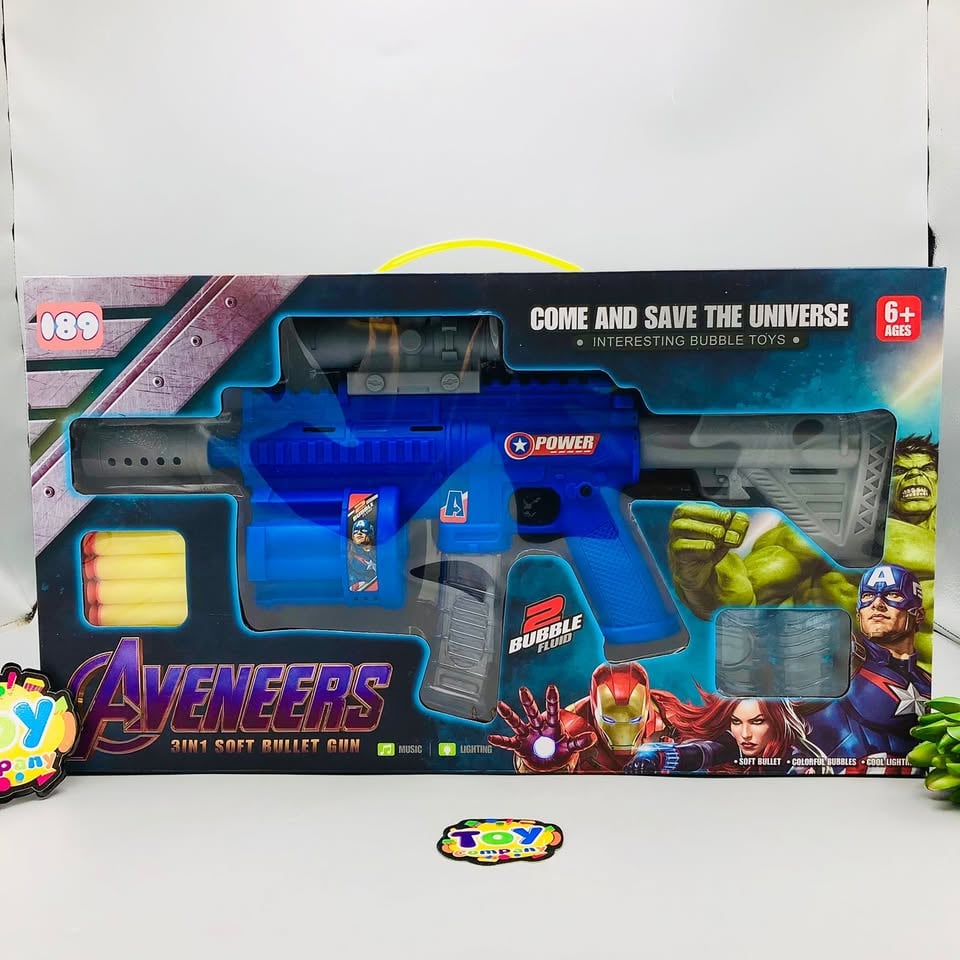 3in1 Avengers Soft Bullet & Colorful Bubble Gun