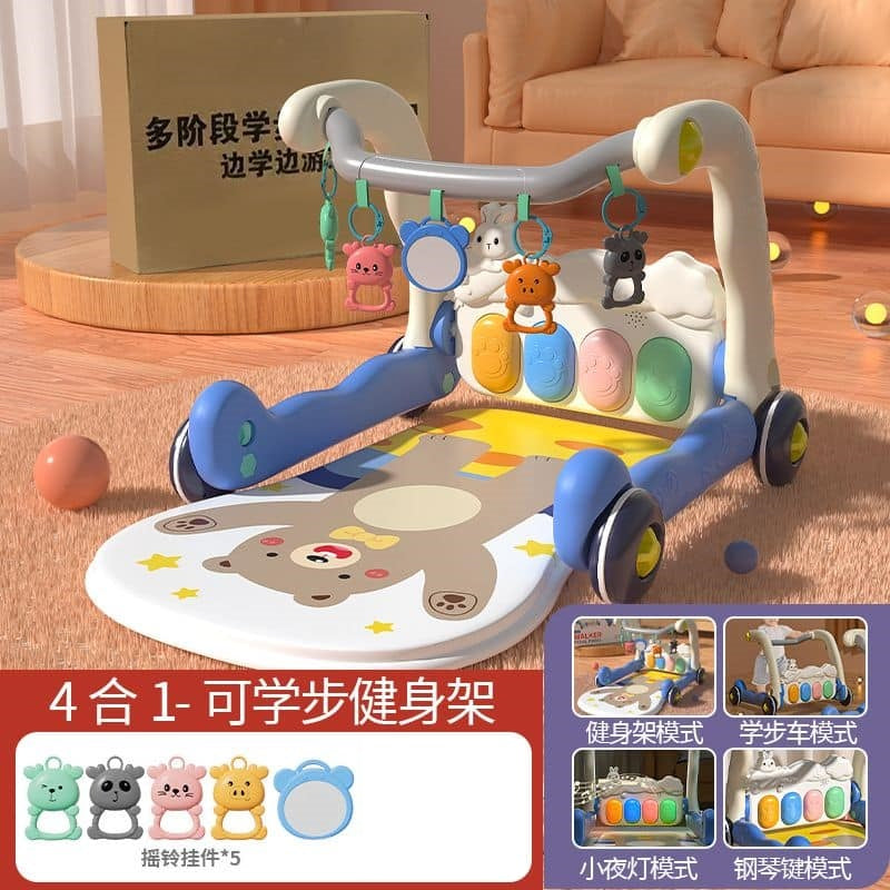 2in1 Baby Piano Play Mat & Walker - Blue