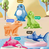 44Pcs DIY Magnetic Marine Animal Tiles Building Blocks