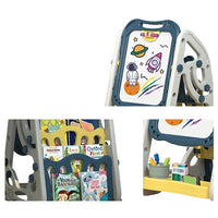 90cm Multi-functional Artistic Drawing Board With Book Shelf - Blue