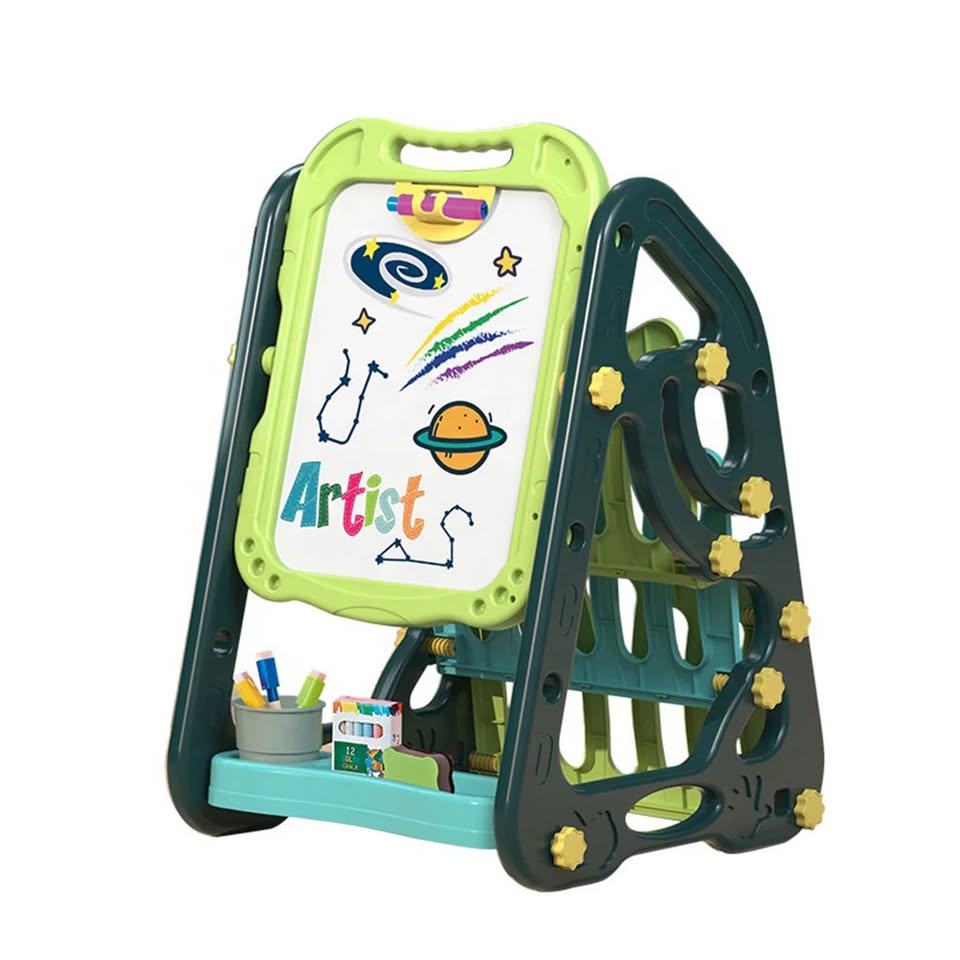 72cm Multi-functional Artistic Drawing Board With Book Shelf - Green