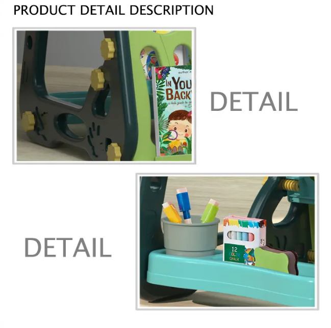 72cm Multi-functional Artistic Drawing Board With Book Shelf - Green