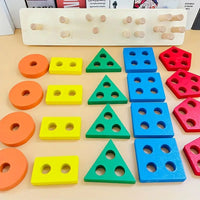 Wooden Shape Sorting 5 Sets Of Column