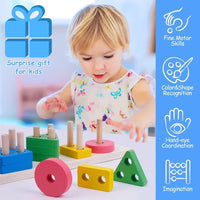 Wooden Shape Sorting 5 Sets Of Column