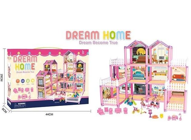 DIY 3-Levels Dream Doll House With Furniture
