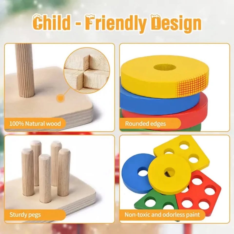 Wooden Shape Sorting 5 Sets Of Column