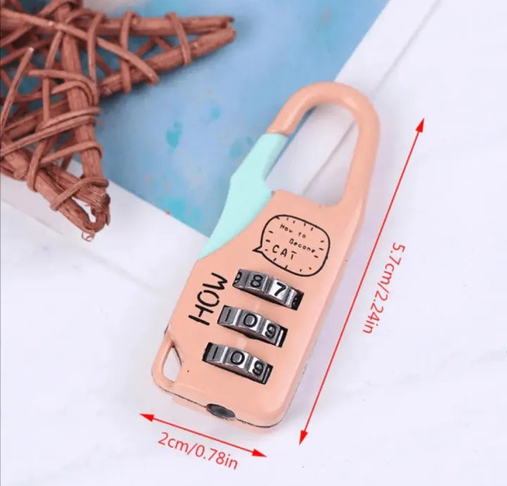 1Pc Mini 3 Digit Secret Password Lock - Assortment
