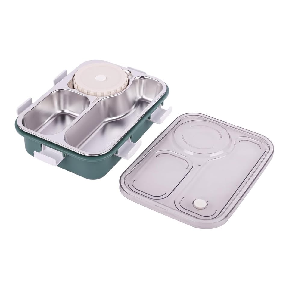 Stainless Steel 3 Grid With Bowl Lunch Box
