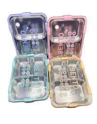 Stainless Steel 4 Compartment Lunch Box With Spoon & Chopsticks