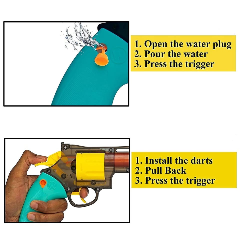 2in1 Manual Water & Soft Bullets Police Revolver Toy