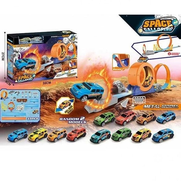 23Pcs DIY High Speed Space Galloping Track Set With 2 Metal Cars