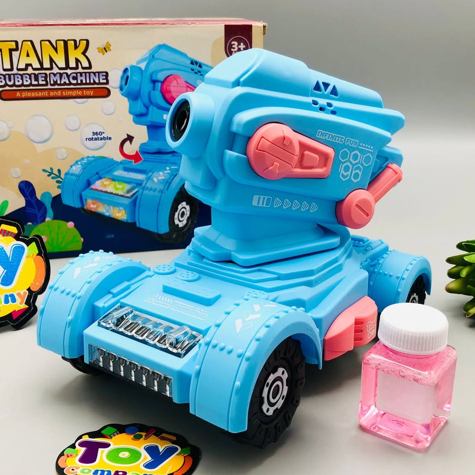 Electric Tank Colorful Bubble Machine Toy With Light & Sound