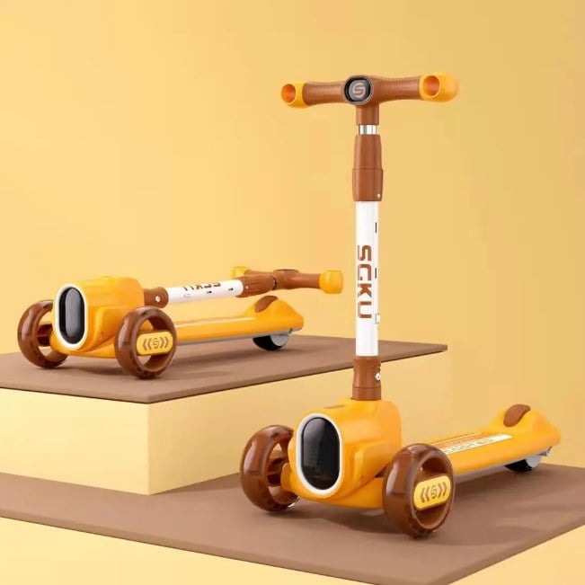 3in1 Kids Foldable Scooter With Light & Music - Orange