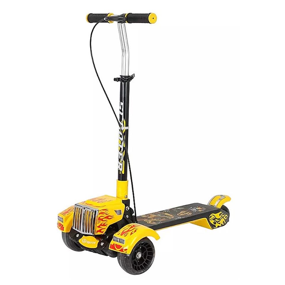 Fire Large Foldable Kick Scooter With Light & Music - Yellow