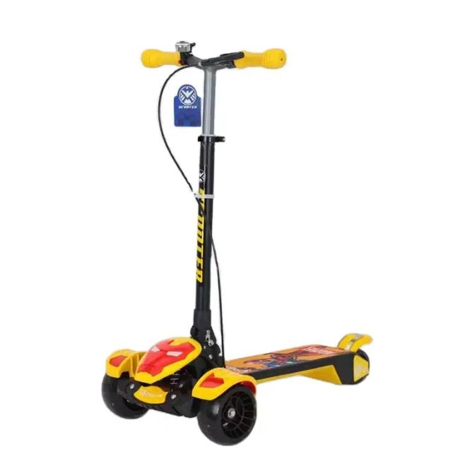 Avengers Large Foldable Kick Scooter With Light & Music - Yellow