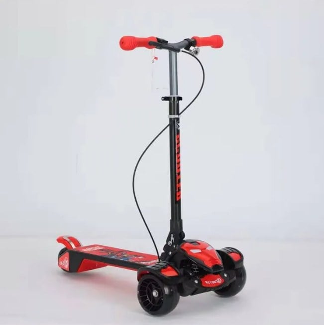 Avengers Large Foldable Kick Scooter With Light & Music - Red